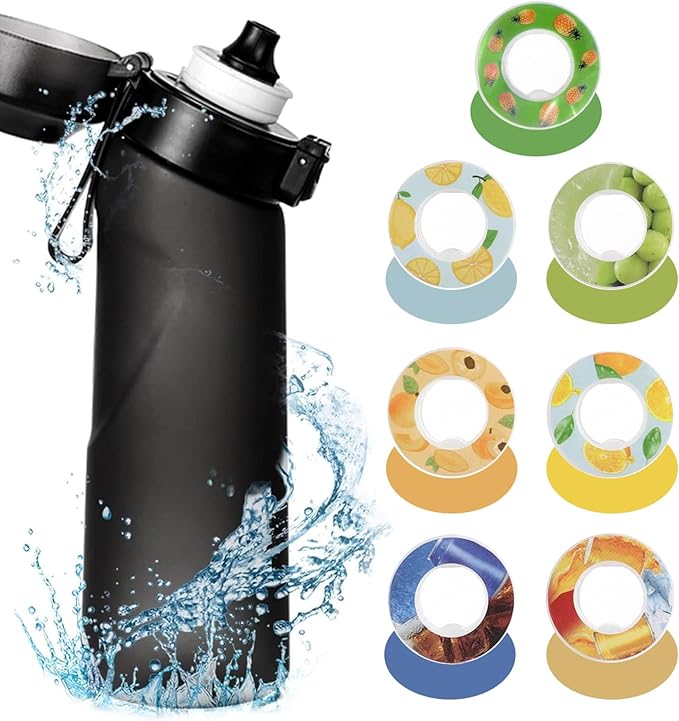 Air Flavor Pods,7pcs Air Bottle Pods,Water Bottle Flavor Caps,Fruit Scent Pods for Water Bottles/Sports Water Cup Rings Outdoor Sport(7 Pods)