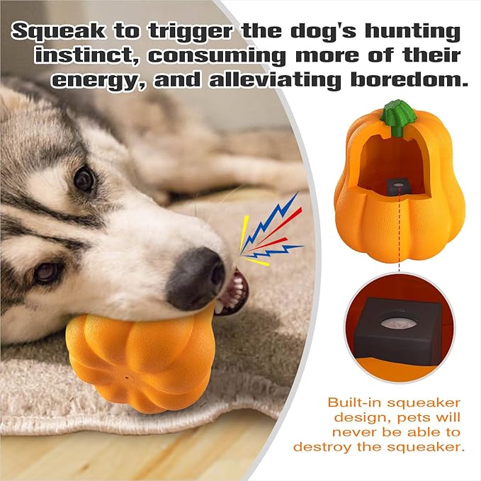 LiuMelinda Dog Chew Toys for Aggressive-Chewers - Indestructible Dog Toy for Aggressive Chewer，Tough Chew Toys for Dogs （Rubber Orange-Pumpkin）