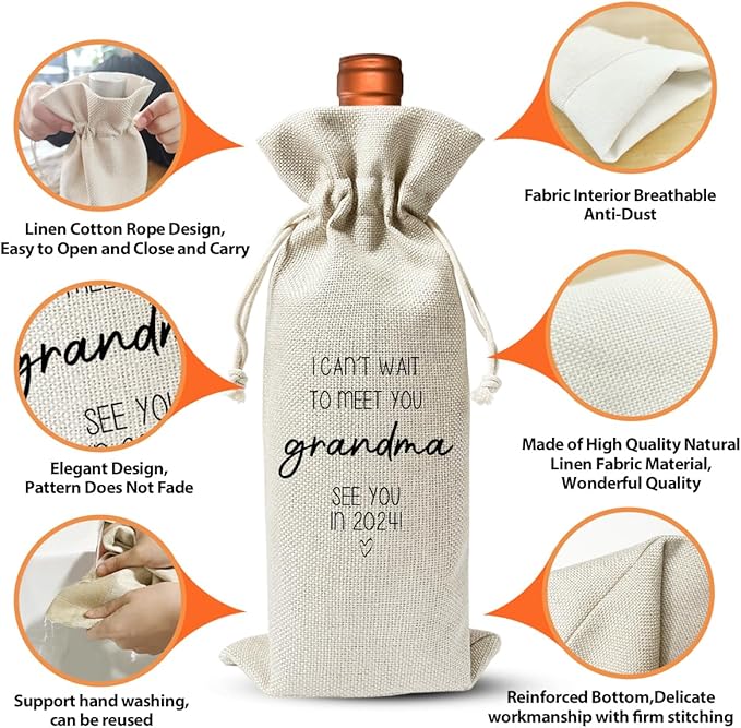 Promoted to New Grandma Gift Wine Bag 2024, Baby Announcement Gift for New Grandparent 2024, Religious Pregnancy Announcement, Baby Shower or Party Favor, Pregnancy Reveal or Keepsake