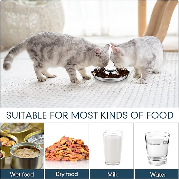 Zopeal 6 Pcs Puppy Feeding Bowls 8.7" Stainless Steel Puppy Weaning Feeder Bowl Dog Food Water Bowls for Litters, Small Medium Large Dogs, Pets