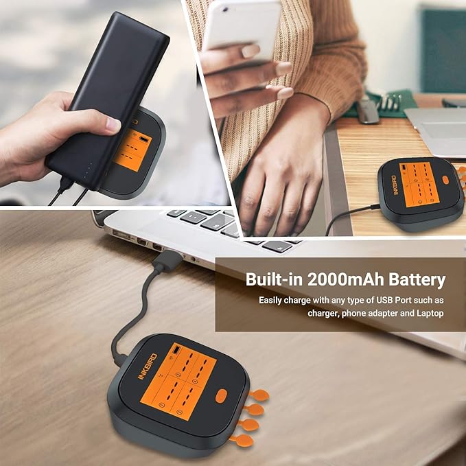 Inkbird WiFi Grill Thermometer & Instant Read Thermometer IHT-1P, Rechargeable Digital BBQ Meat Thermometers with Alarm Timer Graph Calibration Magnet for Food Oven Smoker Kitchen