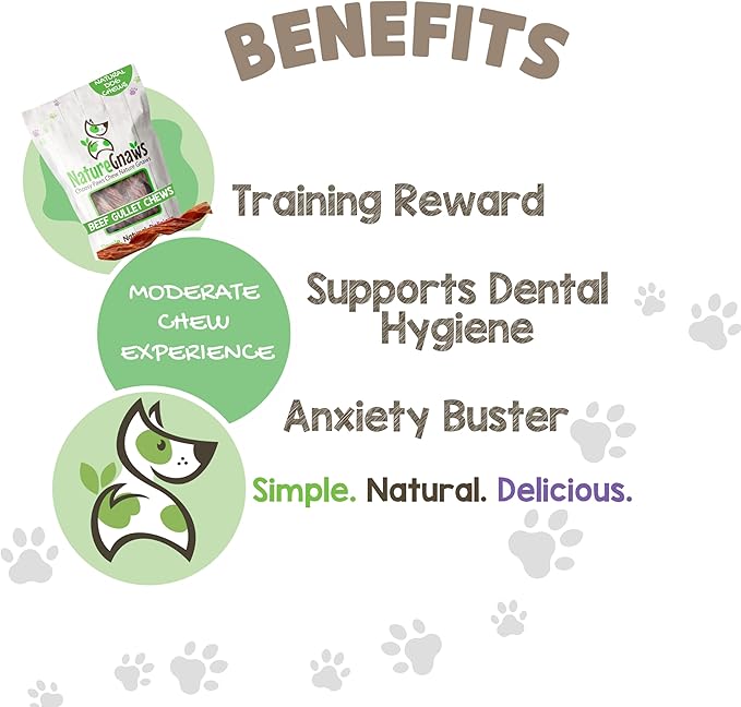 Nature Gnaws Beef Gullet Springs for Dogs 7-8" (6 Count) - Natural Beef Jerky Stick Dog Chew Treats - Rawhide Free