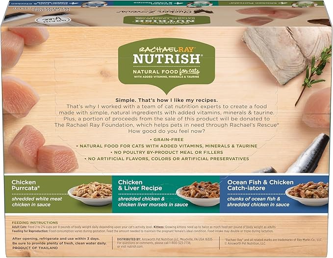 Nutrish Rachael Ray Natural Wet Cat Food, Chicken Lovers Variety Pack, 2.8 Ounce Cup (Pack of 12), Grain Free