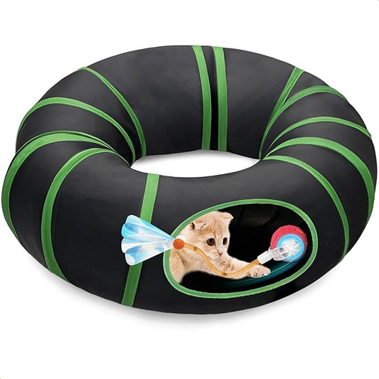 Interactive Cat Toys Ball Fast Rolling in Cat Tunnel – Motion-Activated Ball in Enrichment Tunnel,Hide & Seek Puzzle Game for Indoor Cats & Kittens,Boredom Relief for Cats (Orange-red)