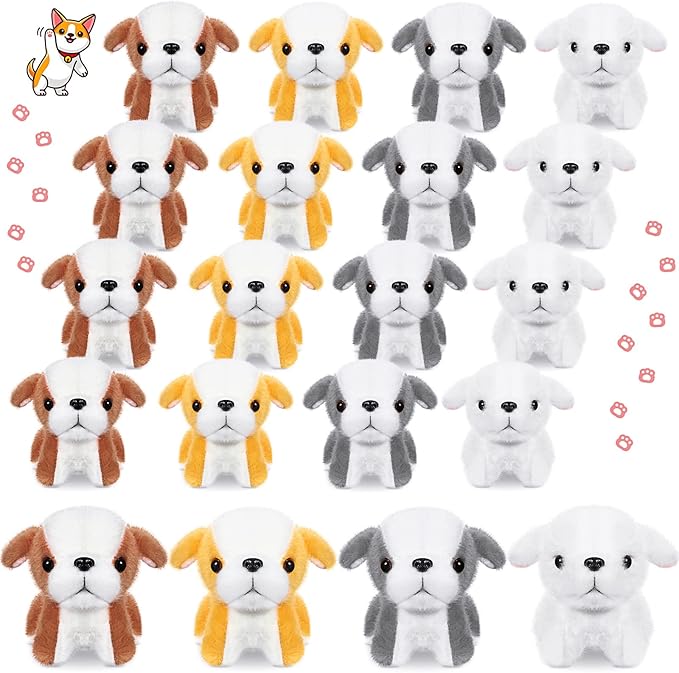 Sosation 20 Pcs Small Dog Plush Stuffed Puppy Bulk Dog Party Favor Gift 5.2inch Adopt a Puppy Stuffed Animal Toy for Goodie Bag Filler Kids Christmas Classroom Rewards Pet Adoption