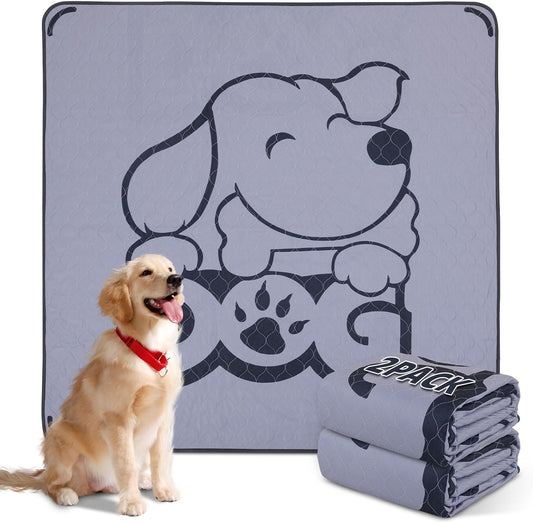 Washable Pee Pads for Dogs: 72x72 Extra Large Reusable Whelping Pads Dog Mats for Floor - Fast Absorbent Pet Training Pads , Puppy Playpen Mat for Incontinence, Housebreaking - 2PACKS