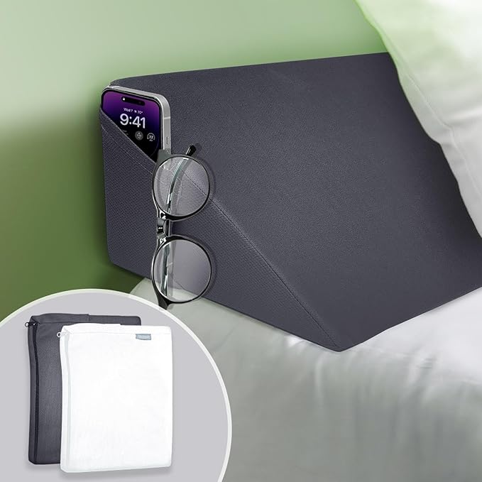 Wedge Pillow Headboard, Ultimate Comfort Bed Wedge Pillow for Headboard, Relaxation Bed Gap Filler for Cal King, Foam Pillow Wedge for Headboard Gap, Overall Bed Gap Filler. 2 Covers.