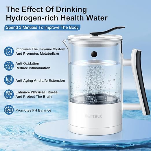 Hydrogen Water Kettle, Hydrogen Water Pitcher, with SPE and PEM Concentrator Technology, Hydrogen Water Generator, Balanced PH Water, 7 Preset Temps, 12 Hour Constant Temperature
