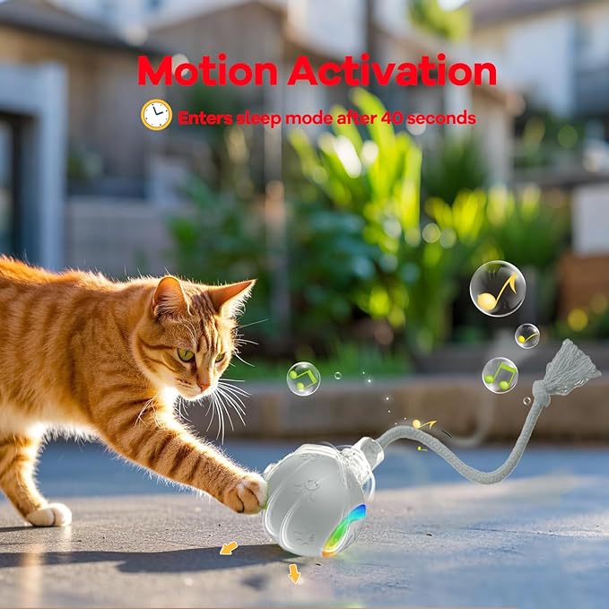 Interactive Cat Toys for Bored Indoor Cats - Motion Activated Fun with RGB Lighting, 2 Speed Settings & 3 Modes - Perfect for Cats & Kittens! (Gray)