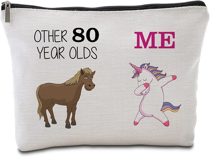 80th Birthday Gifts Women Travel Makeup Bag Funny Unicorn Gift Bag Other 80 Year Old Me Unicorn Best 80 Birthday Decorations for Her 80th Birthday Gift Ideas