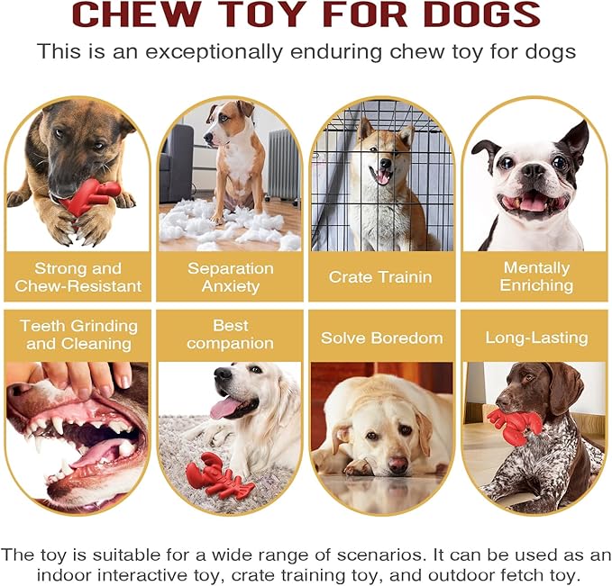 LiuMelinda Dog Chew Toys for Aggressive-Chewers - Indestructible Dog Toy for Aggressive Chewer，Tough Chew Toys for Dogs （Nylon Red-Lobster）