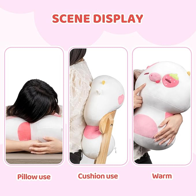 Squishy Cloud-Like Softness, Trending Kawaii Strawberry Cow Mushroom Plush Pillow, A Must-Have Collectible for Young Adults, Perfect for Kids, Toddlers Girls, Stuffed Animal (8")