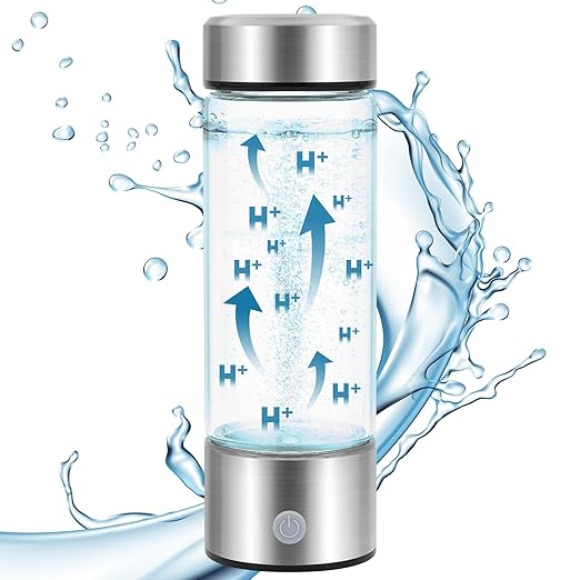 Hydrogen Water Bottle with PEM SPE Technology - Portable Rechargeable aquahealth Hydrogen Water Generator for Home Office Travel Fitness Drinking (Silver)