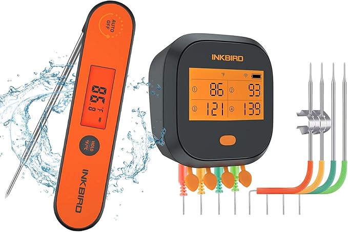 Inkbird WiFi Grill Thermometer & Instant Read Thermometer IHT-1P, Rechargeable Digital BBQ Meat Thermometers with Alarm Timer Graph Calibration Magnet for Food Oven Smoker Kitchen