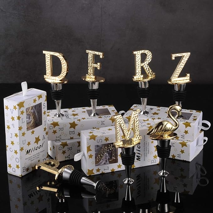 Miicol Wine Stopper, Prosecco Stopper, Wine Bottle Stopper, Personalised Champagne Stopper, Gold Wine Accessories, Wine Lovers Gift, Monogram Gift, Letter B