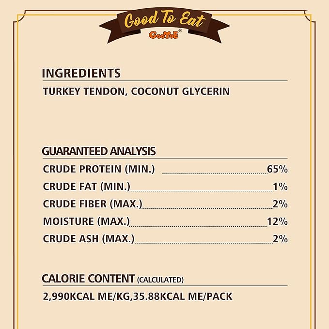 Gootoe Turkey Tendon Dog Treats, Ring (S) 6 Pieces per Pack, USA-Sourced Turkey Tendon, Natural Snack, Premium Puppy Chews, Hypoallergenic, Reseal Value Bags, Size for Small Dogs