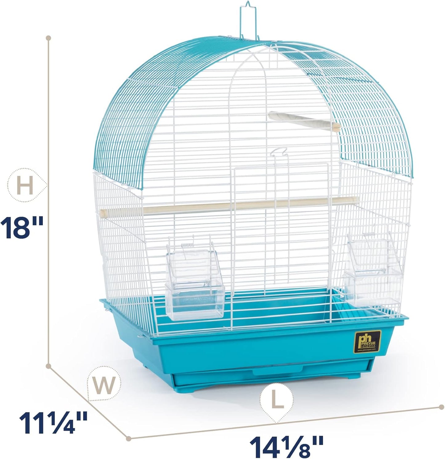 Prevue Pet Products South Beach Dome Top Bird Cage, Teal (SP50071),14 1/8" L x 11 1/4" W x 18 1/8" H