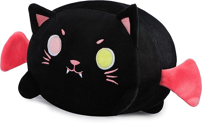 AIXINI Cute Black Cat Plush Pillow 15.7 Black Kitten Stuffed Animal with Luminous Eyes, Fat Soft Kawaii Plushies Hugging Plush Squishy Pillow Toy Gifts for Kids Bedding Sleeping