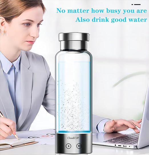 Hydrogen Water Bottle Generator 480ml Hydrogen Water Generator IC Intelligence Alkaline Water Machine Double Layer Glass Alkaline Water Bottle Led Water Ionizer USB Alkaline Water Filter Bottle