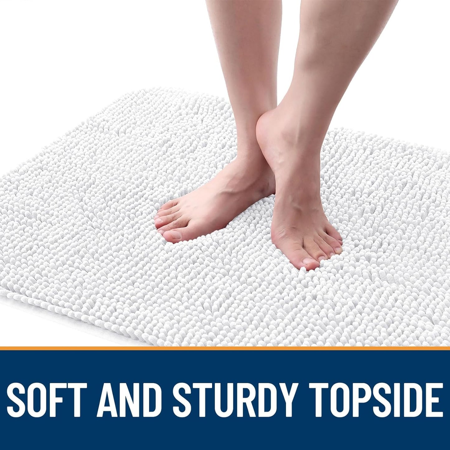 OLANLY Dog Door Mat for Muddy Paws 59x20, Absorbs Moisture and Dirt, Absorbent Non-Slip Washable Doormat, Quick Dry Chenille Mud Mat for Dogs, Entry Indoor Entryway Carpet for Inside Floor, White