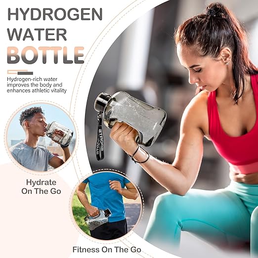 Hydrogen Water Bottle 50oz | Hydrogen Water Bottle Generator - Portable Hydrogen Water Machine | Ion Bottles Hydrogen Water Ionizer for Home Travel (Grey)