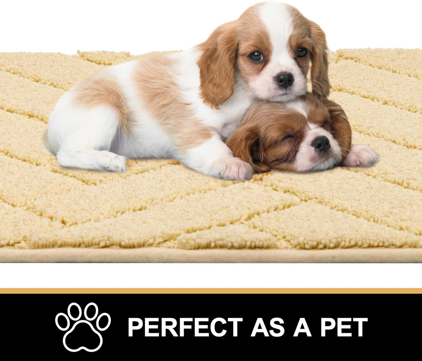 Tindbea Dog Mat for Muddy Paws,Absorbs Moisture Dirt Non-Slip Washable Mud Mat for Dogs,Soft Rubber Backing Front Inside Pet Rug for Entryway, Mud Dog Paws, Patio(20"x48",Beige)