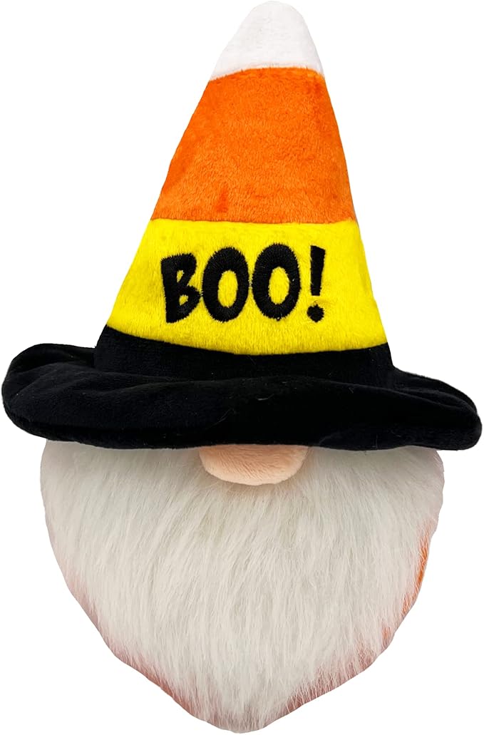 Huxley & Kent Halloween Funny Dog Toy w/Squeaker – Power Plush Squeaky Dog Toys for Small, Medium & Large Dogs – Soft Stuffed Animal for Indoor Play & Fetch - Candy Corn Gnome, One Size