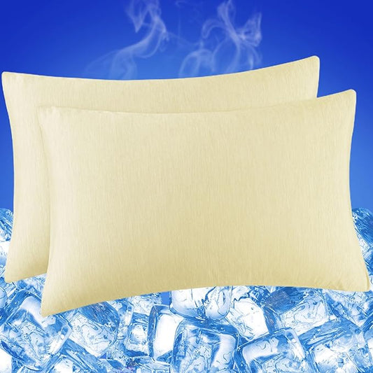Cooling Pillow Cases for Hot Sleepers - Double Side Arc-Chill Q-Max>0.5 Cooling Fiber Cool Pillow Cases 2 Pack - Breathable Soft Cold Pillow Cases with Hidden Zipper (Cream, 20" x 30")