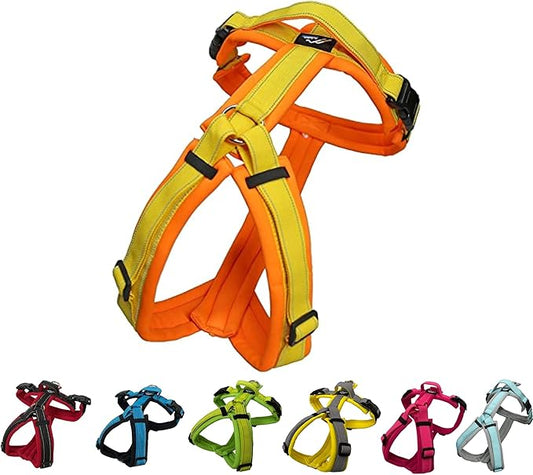 [白山:Hakusan] Zero Dog Harness Made by Japan, Safe - No chocking/Hard to Disconnect, Great fit - Easy Put on and Off/Adjustable, Reflector, XL - Large Dog, Two-Tone Orange×Yellow