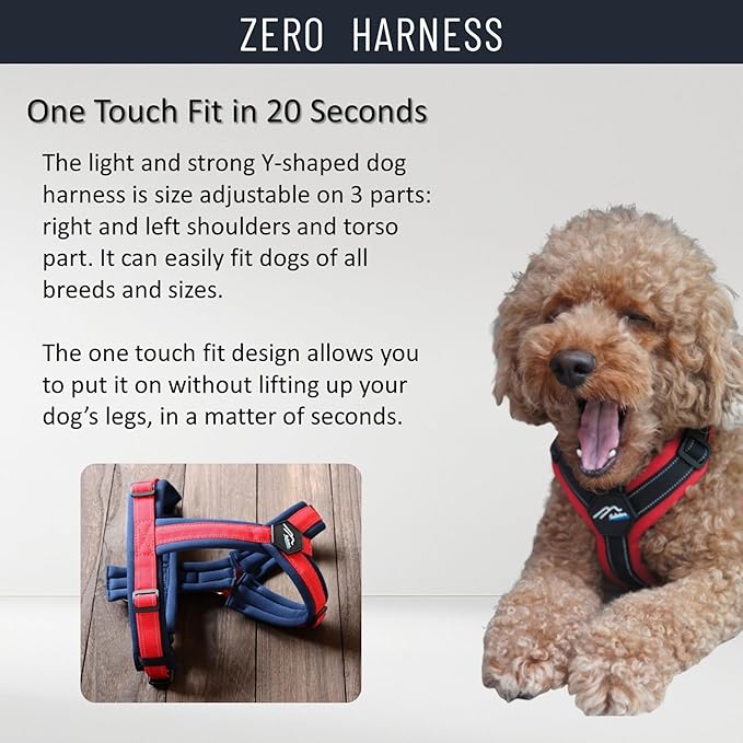 [白山:Hakusan] Zero Dog Harness Made by Japan, Safe - No chocking/Hard to Disconnect, Great fit - Easy Put on and Off/Adjustable, Reflector, L - Large Dog, Two-Tone Gray × Mint