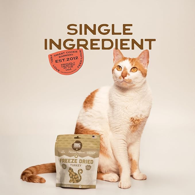 Smart Cookie Turkey Freeze Dried Cat Treats – Single Ingredient, High-Protein Snacks for Picky Cats – 100% Lean Turkey, No Fillers or Additives, Made in The USA – 1oz (3 Pack)