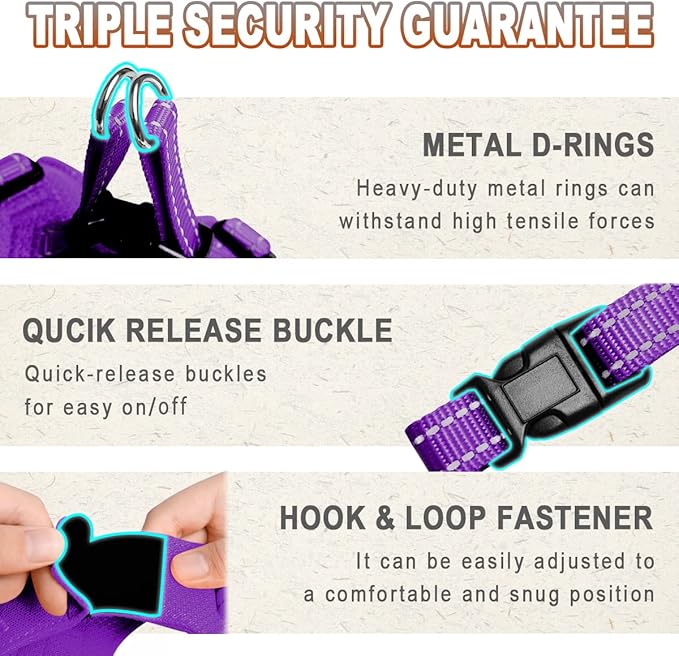Dog Harness Step in Dog Vest Harness, Reflective Adjustable Puppy No Pull Harness Breathable Soft for Small and Medium Dogs Cats, Purple, XS
