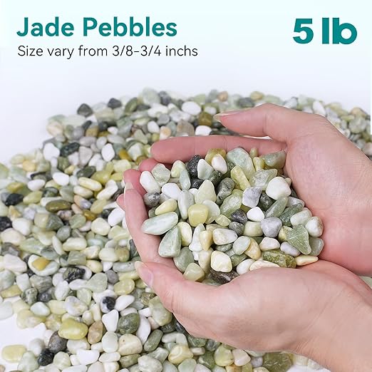 5 lbs Jade Pebbles for Indoor Plants, 3/8" Plant Rocks for Pots Indoor, Decorative Small Stones for Plants, Bamboo,Vase, Succulent, Highly Polished Small River Rocks