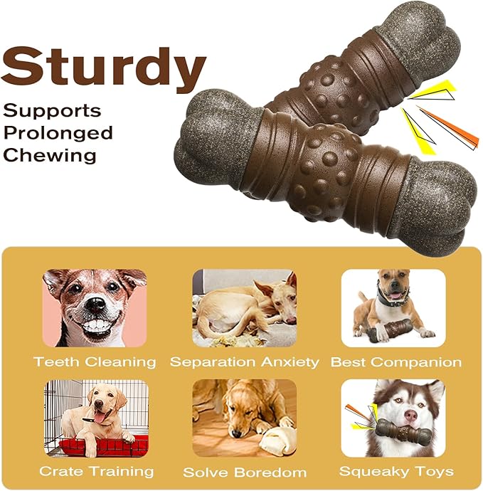 LiuMelinda Dog Chew Toys for Aggressive-Chewers - Indestructible Dog Toy for Aggressive Chewer，Tough Chew Toys for Dogs （Rubber Log-Bone）
