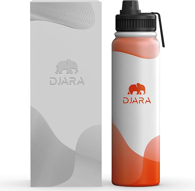 Insulated Water Bottle - Leak-Proof, BPA-Free, Wide Mouth, Sports, Gym, Travel, Stainless Steel Vacuum Insulated Bottle (White) 34OZ