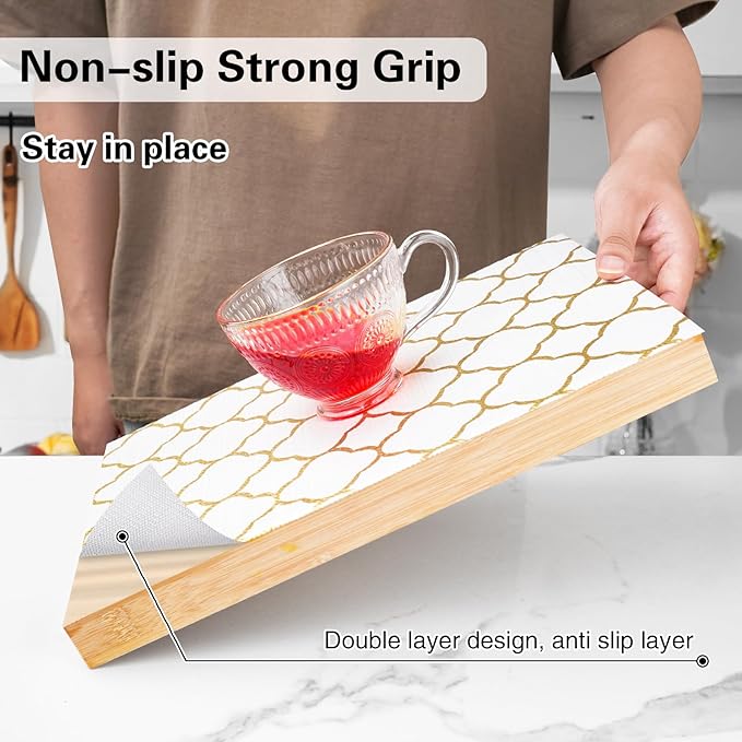 Shelf and Drawer Liner for Kitchen Cabinet-12 in x 30 FT Non-Adhesive Cabinet Liners for Shelves Non-Slip Waterproof Kitchen Drawer Liners Contact Paper Shelf Paper with Knife and Tape Measure