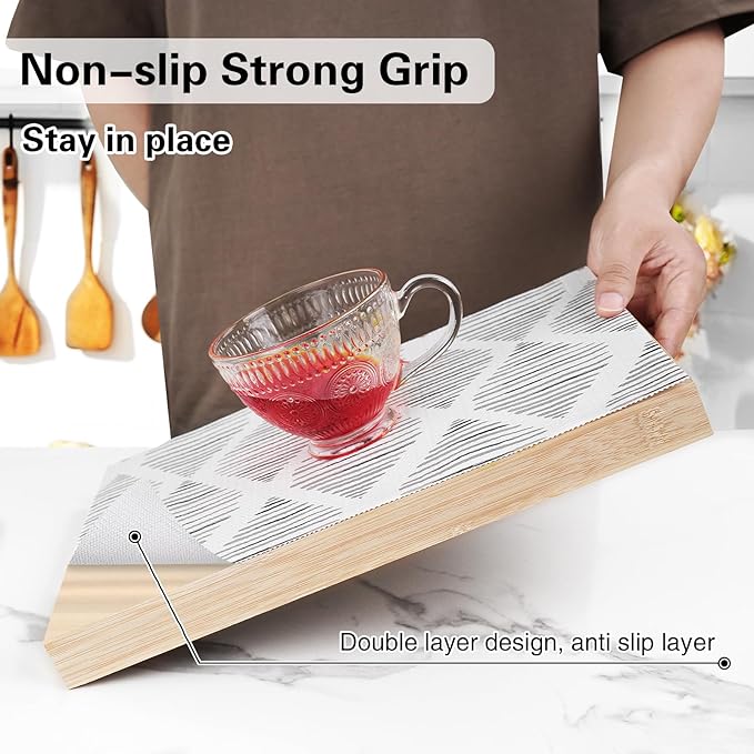 Shelf and Drawer Liner for Kitchen Cabinet,18 in x 30 FT Non-Adhesive Cabinet Liners for Shelves Non-Slip Waterproof Kitchen Drawer Liners Contact Paper Shelf Paper with Knife and Tape Measure