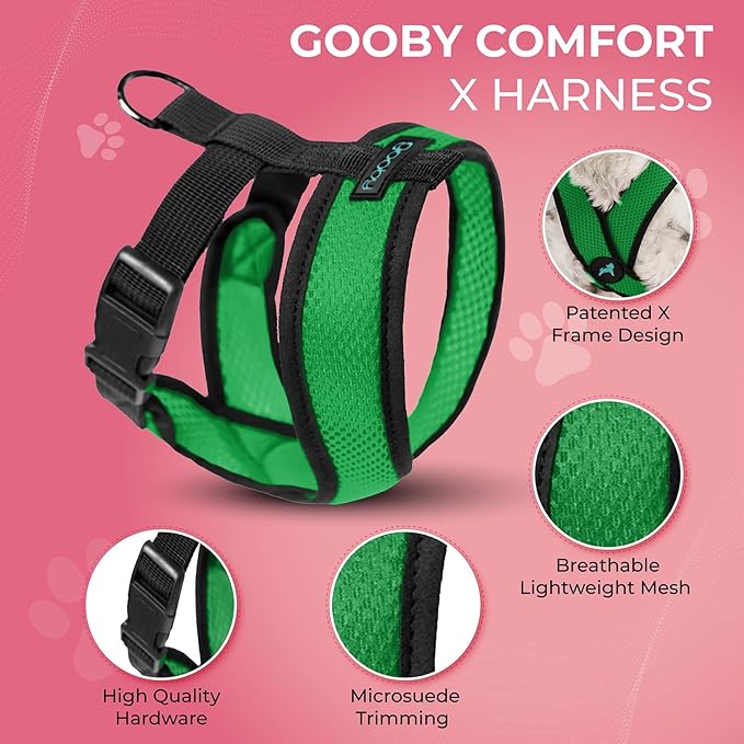 Gooby Comfort X Head in Harness - Hunter Green, Large - No Pull Small Dog Harness Patented Choke-Free X Frame - On The Go Dog Harness for Medium Dogs No Pull or Small Dogs for Indoor and Outdoor Use