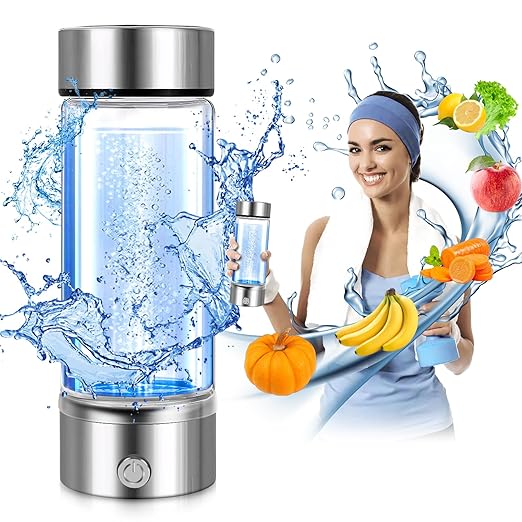 Hydrogen Water Bottle Hydrogen Water Bottle Generator Portable Rechargeable Health Hydrogen Water Bottle Hydrogen Rich Water Ready in 3 Mins Suitable for Home Office Exercise Travel (420ML)