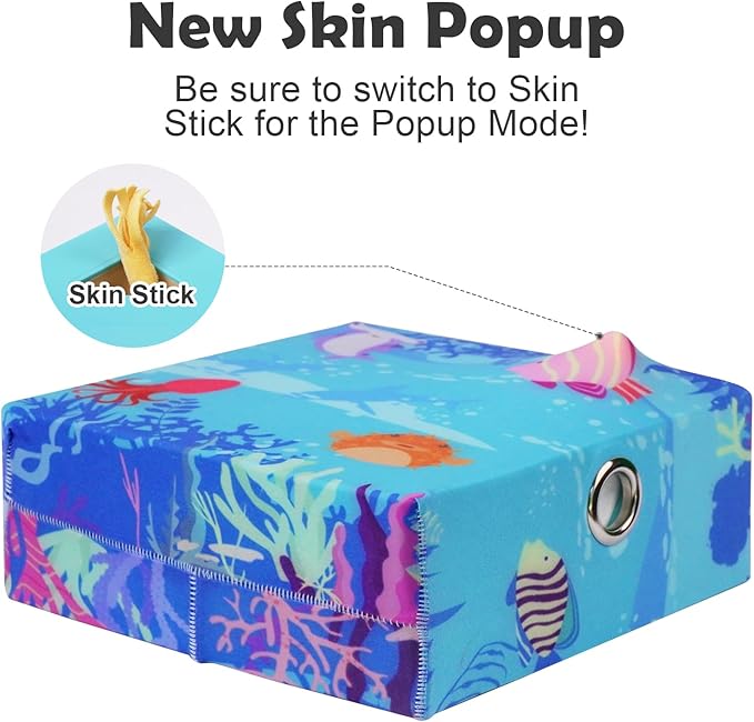 Migipaws MigiBox Cat Toy with PopSkin, Interactive Kitten Toy for Indoor Cats, Automatic Pop Out Feathers from 7 Holes Randomly, Pounce Mystery Under Cover to Stimulate Bored Furry, Rechargable