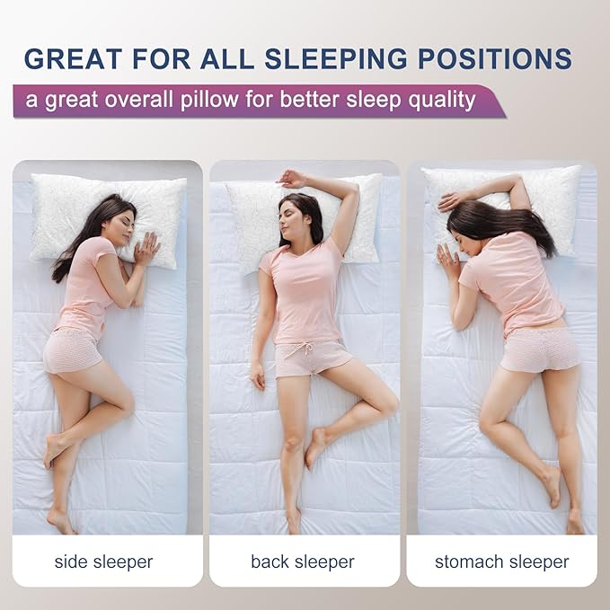 Memory Foam Pillows King Size Set of 2, Adjustable Bed Pillows for Sleeping, Shredded Memory Foam Pillows for Side Back Stomach Sleepers, 20 x 36 in