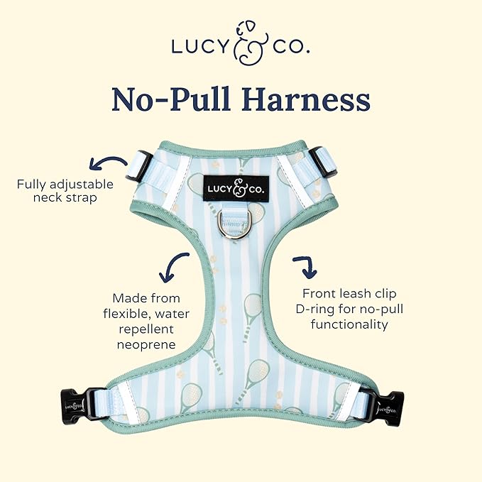 Lucy & Co. The Match Point No-Pull Dog Harness - Size X-Large- Vest to Stop Pulling & Walk Easy - Comfortable Leash Training Product w/Adjustable Chest & Neck Straps