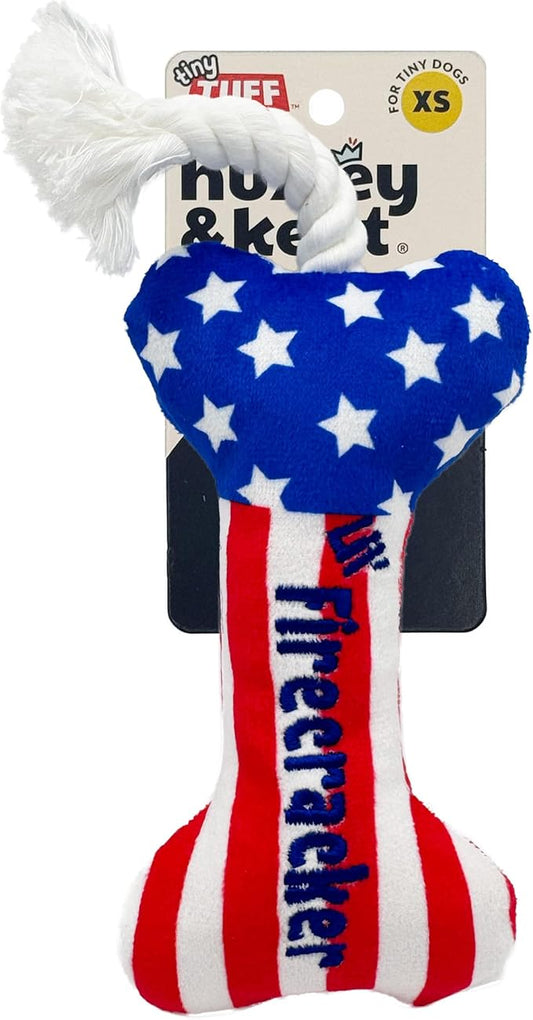 Huxley & Kent Interactive Crinkle Puppy Toys w/ Power Plush Tech - Cute Puppy Toy - Dog Toys for Enrichment ( Lil' Firecracker Bone, Small)