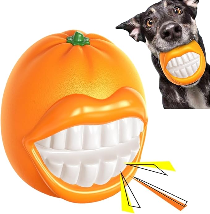 LiuMelinda Dog Chew Toys for Aggressive-Chewers - Indestructible Dog Toy for Aggressive Chewer，Tough Chew Toys for Dogs （Rubber Orange）