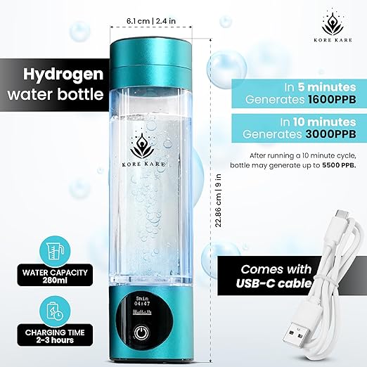 Hydrogen Water Bottle, Hydrogen Water Bottle Generator Produces Pure Hydrogen Water, SPE/PEM Technology, OLED Display, Purification Vent, Generates up to 5500 PPB, Best Hydrogen Water Generator.