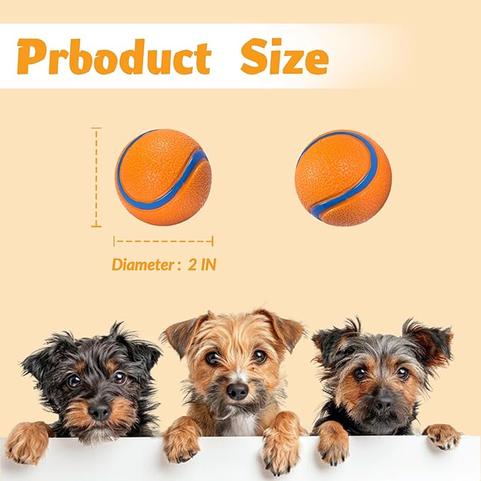 Natural Rubber Sound-Sounding Sog Toy Balls,Dog Toy Ball, with a Groove Design That is Resistant to Bites, Has a High Bounce, Dog Training Interactive Pet Toy, Relieving Pet Anxiety,（small size）2Pack