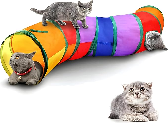 Collapsible Cat Tunnel - Cat Tubes for Indoor Cats Collapsible Cat Play Toy for Puzzle Exercising Hiding Training and Running