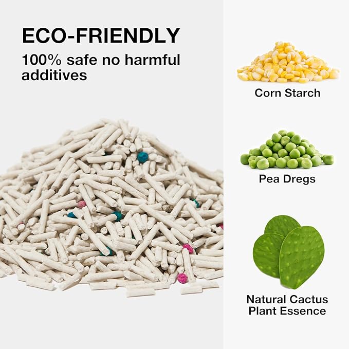 VETRESKA Tofu Cat Litter, Natural Kitty Litter Strong Clumping Flushable Pellets, Ultra Water Absorbent Deodorant Tofu Litter, Dust-Free Low Tracking Cat Litter, Cactus(5.5lb×2bags)