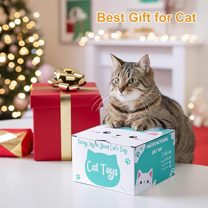 Interactive Cat Toy, Hide and Seek Cat Toys for Indoor Cats, Touch Activated, USB Rechargeable,Moving Feather, for All Breeds Bored Indoor Cats (Yellow)