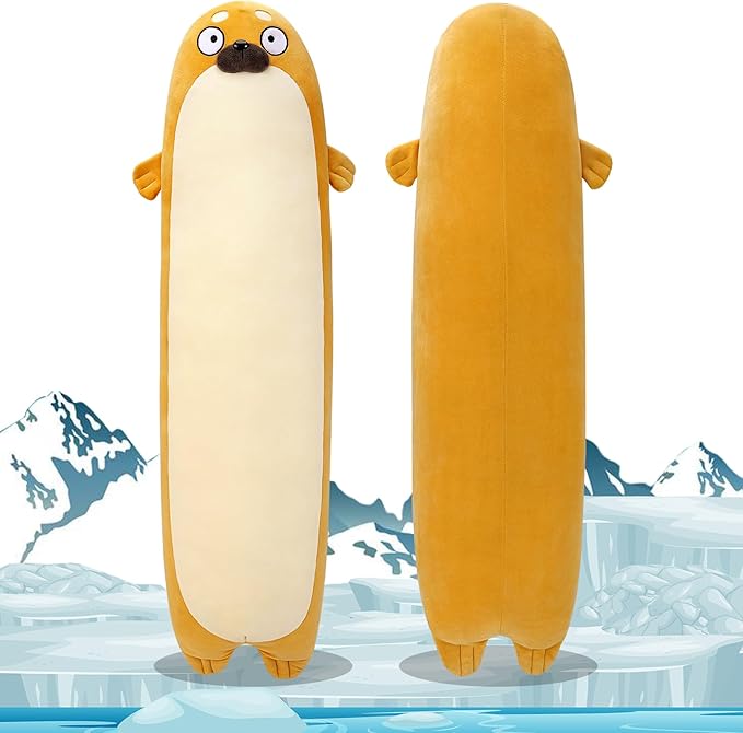 Large Seal Plush,33.5" Cute Plushies Long Seal Stuffed Animal,Weighted Seal Plush Toys,Cuddly Sleeping Hugging Pillows, Soft Giant Body Pillow,Seal Plushy Gift at Birthday Kids Adults